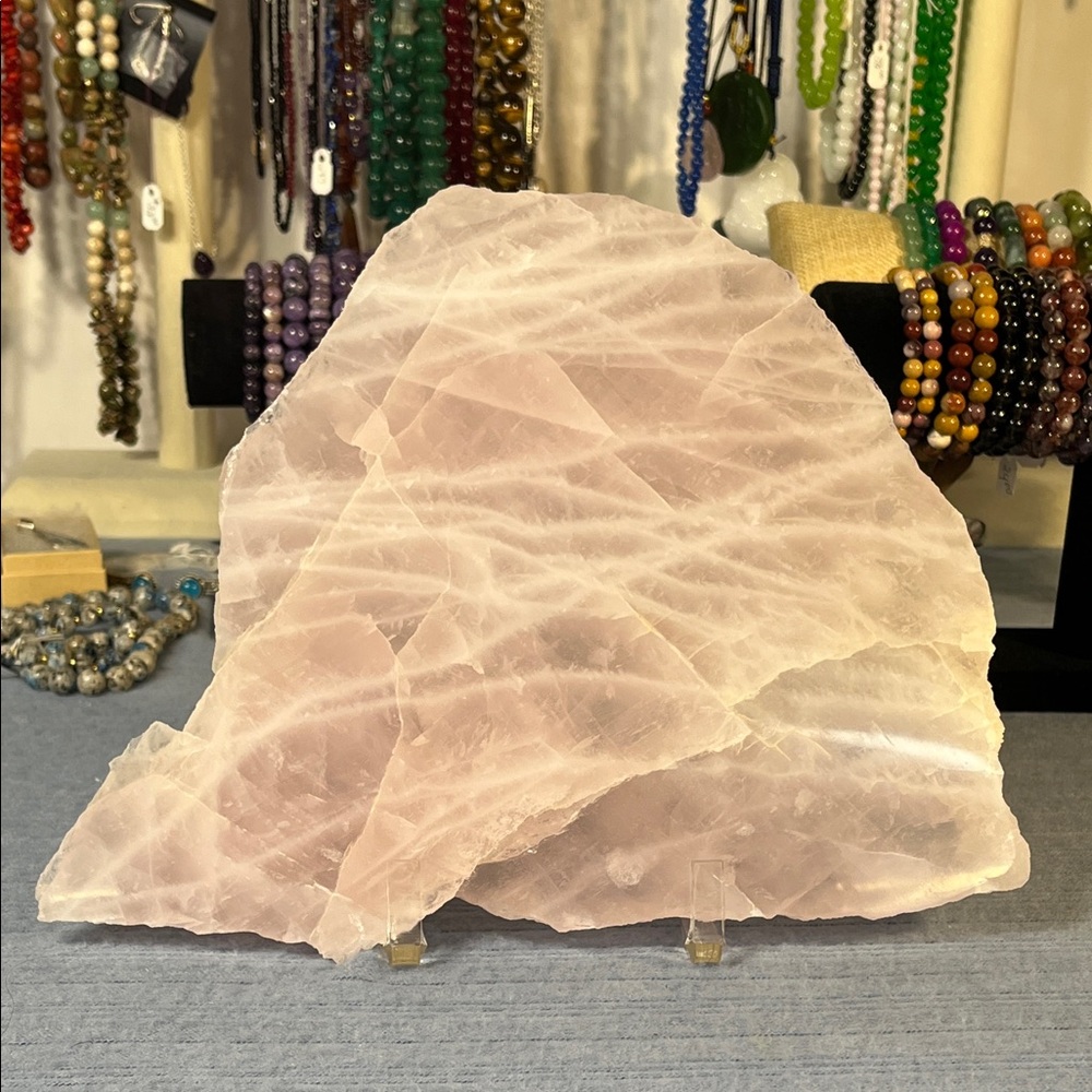 Rose Quartz Slab 8 1/2 inches tall 10 1/4 inches wide 
1 inch thick